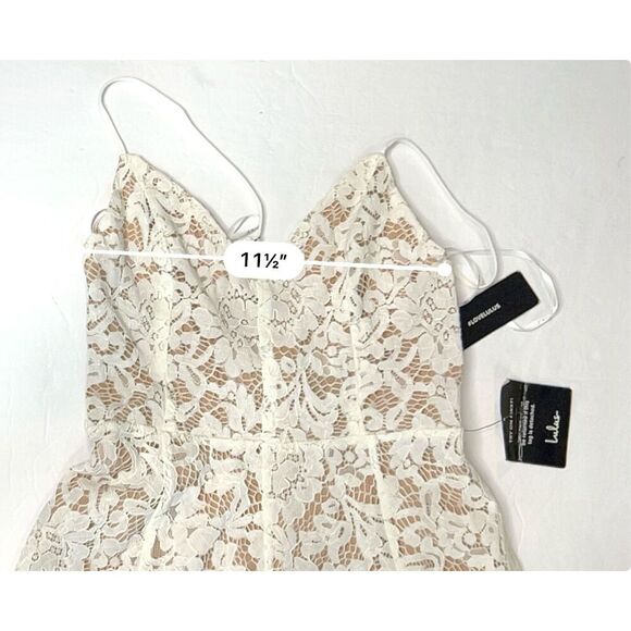 Lulu's One Wish Handkerchief Dress White Lace Midi XS Cruise Wedding Event - Picture 8 of 14